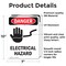 Signmission Electrical Hazard Danger Sign, Vinyl Decal, 7in W x 10in L, 2PK OS-2PACK-DS-D-710-V-1196 - alternate 2